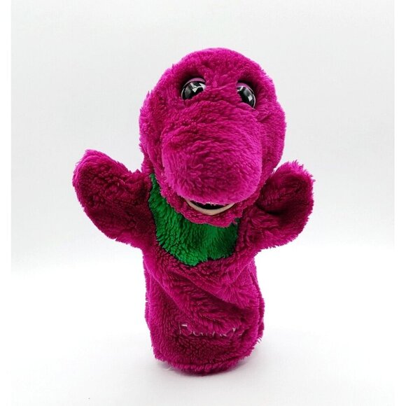 Vintage 90s Barney Hand Puppet Plush Purple Dinosaur 10" - Picture 1 of 5